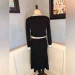 Black and White Stretch Sweater Dress with Pleated Skirt Sz M Size M Photo 3