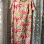 Jessica London Dress Cottagecore Floral 16WT Plus Sz Midi Linen Blend Photo 0