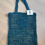 BTB Beyond the Beach LOS ANGELES woven raffia Heart Beach Tote Bag Blue Photo 0