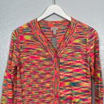 LOGO By Lori Goldstein Women XXS Bright Neon Space Dye Button Front Cardigan Photo 2