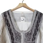 Free People  Womens M Iggie Embroidered Blouse in Ivory/Black Bean NEW Photo 3