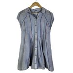 Free People New Spring Love Tunic Top Womens S Blue Striped Button Front Beachy Photo 2