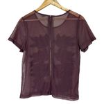 Charlotte Russe  Sheer Mesh Embroidered Top Womens L Purple Floral Boho Romantic Photo 2