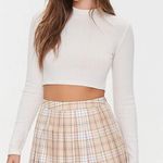 Plaid Pleated Mini Skirt Tan Photo 0