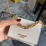 Kate Spade  Mini Crossbody Cardholder on Crystal Chain – Neutral + Gold Photo 0