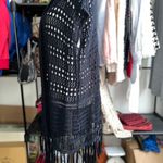 Peck & Peck Black Crochet Fringe Cardigan sweater size s/m Photo 4