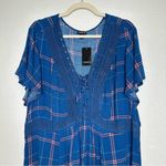 Torrid NWT Babydoll Crinkle Gauze Crochet Inset Lace-Up Top Photo 3