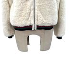 Lavender Brown  Cream Ivory Faux Fur Bomber Jacket Green‎ Red Trim Size XS Photo 3