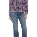 Willow Purple Black Knitted Patterned Fringe Button Cardigan Jacket Large Photo 0