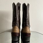 Vintage Brown Tan Leather Western Festival Wingtip Mid Calf Heeled Cowboy Boots Size 7.5 Photo 8