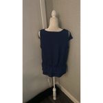 Apostrophe  Navy Ruffled Sleeveless Top Size LP Long Petite Balletcore Boho Fairy Photo 1