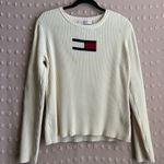 Tommy Hilfiger  Jeans Vintage Ribbed Logo Long Sleeve Sweater Sz XL White Photo 0