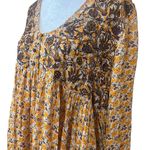 ZARA The Amy Mini Dress Long Sleeve Mustard Floral Oversized Boho Festival Small Photo 8