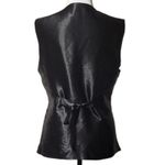 Black Floral‎ Beaded Vest Cottage Core Grandma Core Boho Back Tie Snap Up Photo 5