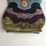 OOVOO silk and leather hand embroidered shoulder bag tote purse Photo 3