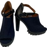 H&M Boots Booties Navy Blue Suede Open Toe Ankle Strap Heels US 9 l EURO 39 Photo 1