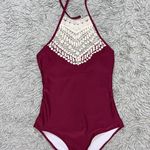 Cupshe Swimsuit Maroon Halter Lace One Piece S Small New Photo 1