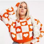 Topshop  Queen of Hearts orange cropped crew neck sweater Photo 0