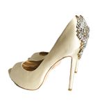 Badgley Mischka New  Womens Ivory Kiara Satin Peep Toe Classic Pumps 9M (Stains) Photo 4