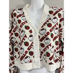 Hello Kitty Dumbgood Sanrio  Strawberries Waffle Knit Cropped Cream Cardigan L Photo 9