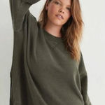 Aerie  moss green oversized crewneck sweater size large Photo 0