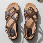 B.O.C Women’s Boho Style Altheda Brown Leather Strappy Thong Sandals Tan Size 9 Photo 0