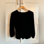 J.Crew  Velvet long sleeve shirt peplum style black size 8 holiday chic elegant Photo 1