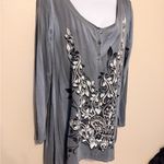 Vocal Gray Long Sleeve Top studded boho-chic flowy long casual tunic top S Photo 2