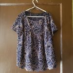 ZARA  medium navy blue floral baby doll crop top Photo 1