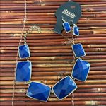 Shasa Blue Geometric Necklace & Earrings Set NWT Photo 3