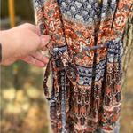 Lucky Brand Women's Floral Blue and Orange Blouse Photo 3