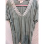 Hailey & Co Sage Green Tiered Ruffle Sleeve Embroidered V Neck Dress Size L Size L Photo 2