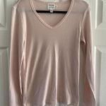 Michael Stars  for Anthropologie Pink Metallic Thread V Neck Quiet Luxury‎ Medium Photo 0