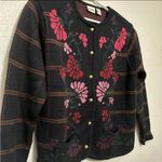 Classic Elements  Embroidered Plaid Floral Cardigan Sweater - XL Photo 2
