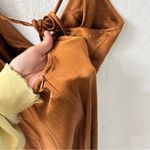 Wild Fable Brown Satin Slip Dress MIDI Adjustable Strap Side Slit Dress M Photo 6
