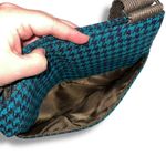 Thirty One Womens Crossbody Shoulder Bag Purse Wool Blend Houndstooth Teal Black Green Photo 4
