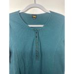 Lee  Women’s XL Teal Long Sleeve Henley Shirt Button Front Photo 3