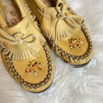 Leather Moccasins Woman’s Size 7 Beaded Fringe Soft leather made in Canada Photo 1