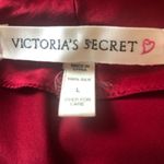 Victoria's Secret VTG Victoria’s Secret 100% Red Silk Slip Dress Sz L Gold Floral Embroidery Photo 4