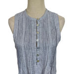 Faherty Isha 100% Linen Dress Blue Mini Stripe Pintuck WDS2119-BMT Bestseller Photo 5