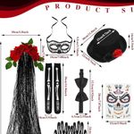 Toulite 16 pcs Halloween day of the dead costumes set for woman&men for cosplay Black Photo 3