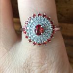 Natural Red Sapphire Moissanite Sterling Silver Ring Size 10 Photo 0