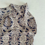 CAbi Women's Cream Blue Damask Flutter Short Sleeve Blouse Small #3074 Photo 10