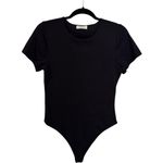 Aritzia Babaton Bodysuit Womens Large Original Contour Crew Black Short Sleeve Photo 0