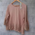 She & Sky She + Sky Blush Pink Bell Sleeve Eyelet Lace Blouse Top Size M Photo 1