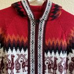 Gamboa 100% Alpaca Wool Zip Women’s S/M Cardigan Hooded Sweater Red Soft Photo 4