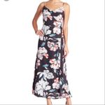 Philosophy Oversized Floral Faux Wrap Side Tie Sleeveless Maxi Slip Dress Blue 4 Photo 1