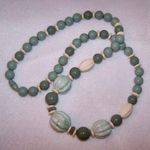 Amazing Vintage Beaded Necklace W Green & Cream Awesome Beads Photo 0