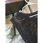 Tahari  Mesh Maxi Metallic Knit Cover Up Dress Black Womens Size Small Photo 2