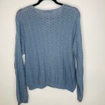 Dusky Blue Textured Sweater V Neck Coastal Grandma Sz Large Photo 6